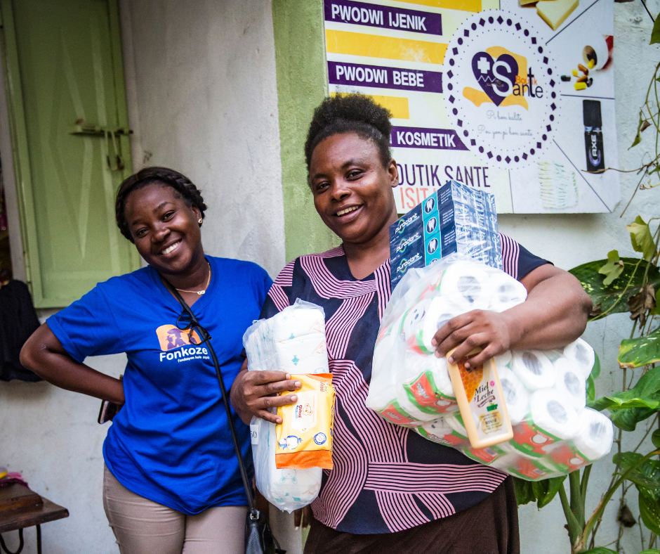 Kena In Bainet Haiti in front of her Boutik Sante.