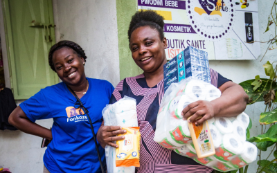 Kena In Bainet Haiti in front of her Boutik Sante.